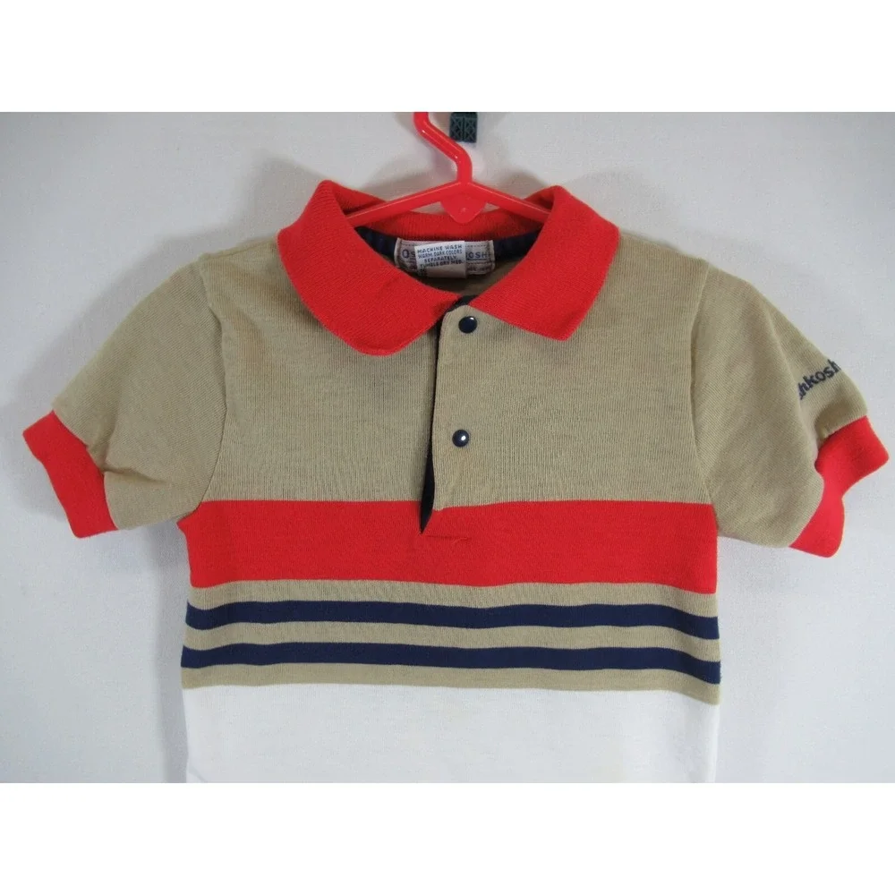 Vintage 90s OshKosh B'gosh Polo Shirt Boys 6 Short Sleeve Striped Made in USA
